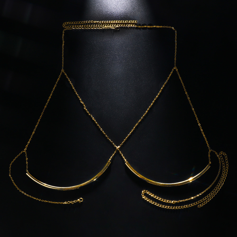 Navel Bell Button Rings Stonefans Beach Metal Chain Chest Bracket Bra Clothing for Women Sexy Harness Bikini Body Necklace Festival Jewelry Gift 22110