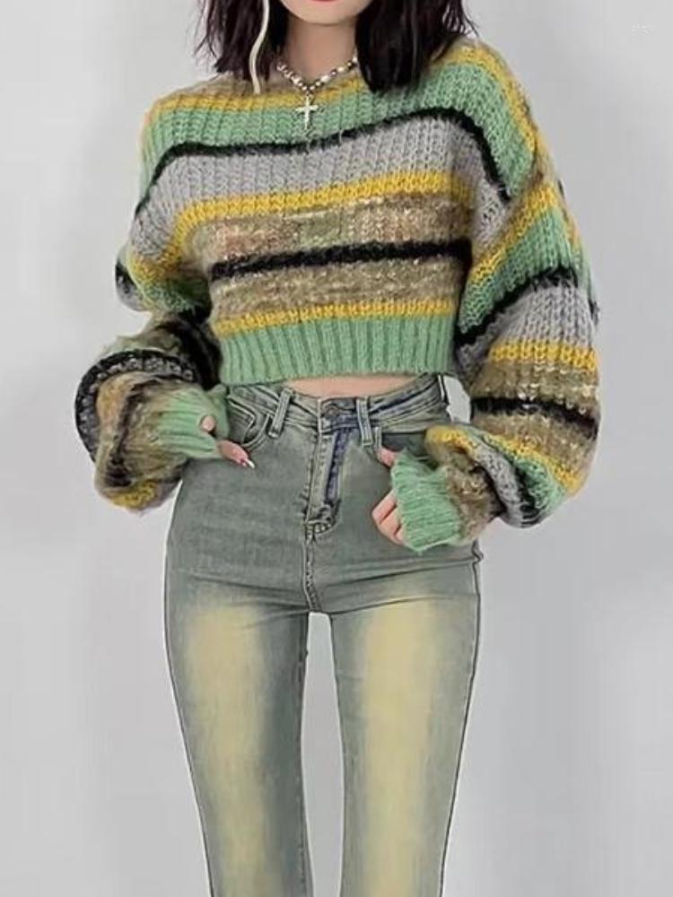 Women' Sweaters Streetwear Vintage Contrast Color Striped Sweater Women O-neck Loose Crop Pullovers Grunge Y2k Long Sleeve Top Aesthetic, Green
Women' Sweaters Streetwear Vintage Contrast Color Striped Sweater Women O-neck Loose Crop Pullovers Grunge Y2k Long Sleeve Top Aesthetic, Green