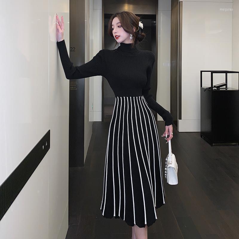 Casual Dresses High Quality Fashion Stripe Knitted Sweater Dress For Women Fall Winter Slim A Line Bottoming Midi Vintage Robe, Picture color
Casual Dresses High Quality Fashion Stripe Knitted Sweater Dress For Women Fall Winter Slim A Line Bottoming Midi Vintage Robe, Picture color