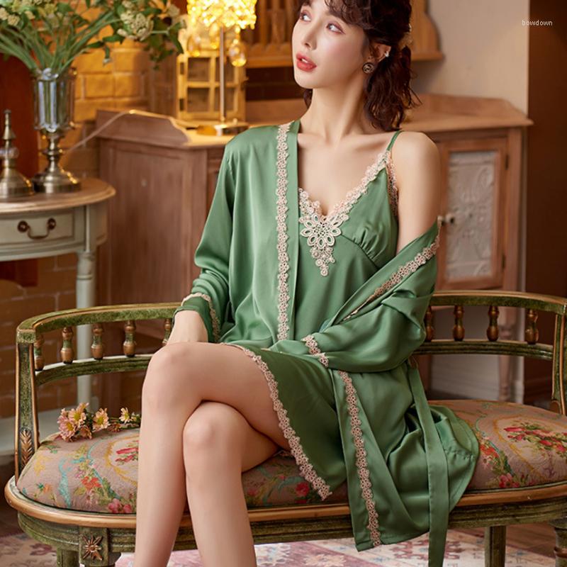 Women's Sleepwear Spring Autumn Pajamas Suit Women Set Silk Satin Kimono Bathrobe Gown Nightwear Casual Loose Home Clothes Pijamas, Black
Women's Sleepwear Spring Autumn Pajamas Suit Women Set Silk Satin Kimono Bathrobe Gown Nightwear Casual Loose Home Clothes Pijamas, Black