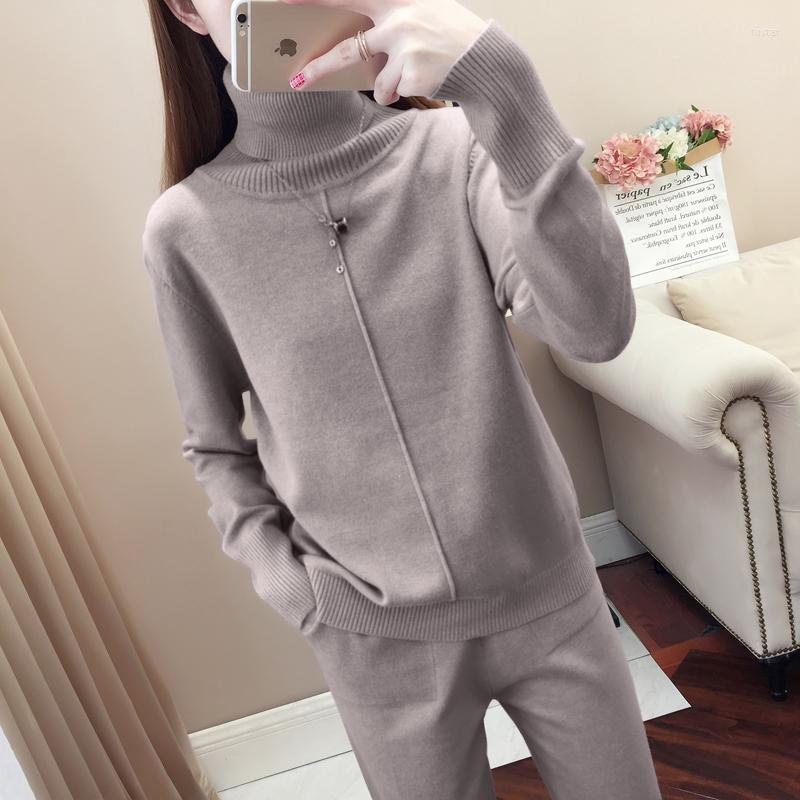 Women's Two Piece Pants Knitted 2-piece Suit Ladies Long Sleeve Turtleneck Pullover Pencil Track 2 Set Women
Women's Two Piece Pants Knitted 2-piece Suit Ladies Long Sleeve Turtleneck Pullover Pencil Track 2 Set Women