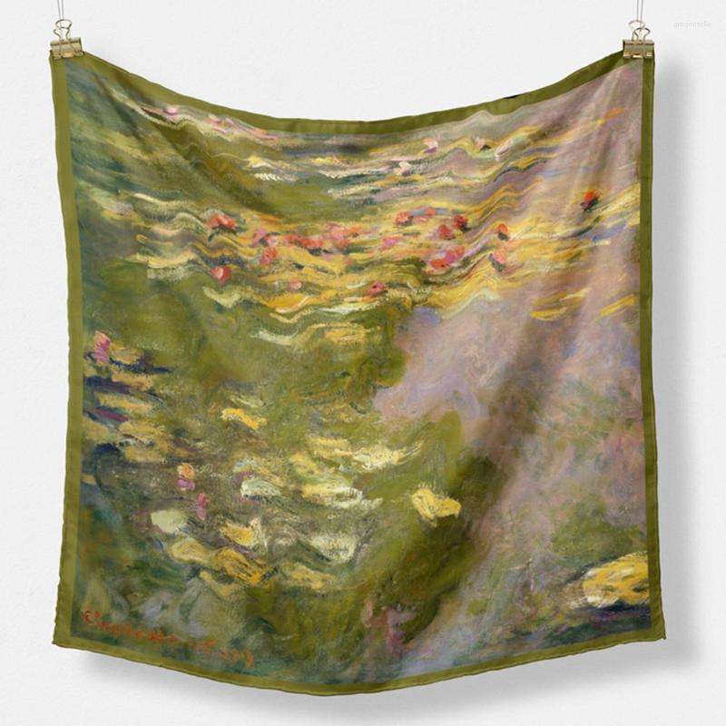Scarves Twill Silk Scarf Women Bandana Water Lily Oil Painting Neck Tie 53cm Square Hijab Neckerchief Head
Scarves Twill Silk Scarf Women Bandana Water Lily Oil Painting Neck Tie 53cm Square Hijab Neckerchief Head