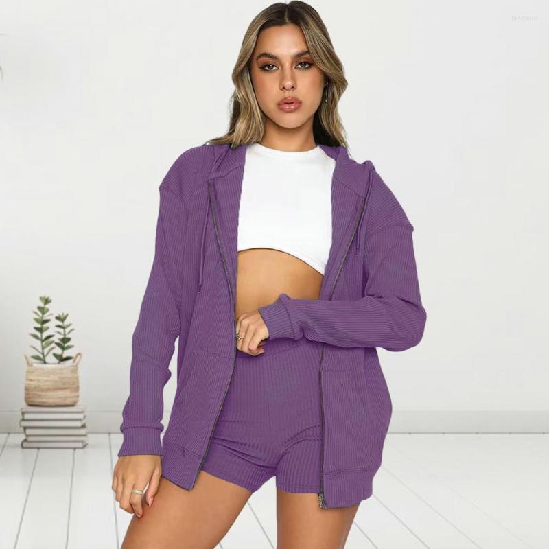 Women' Tracksuits 2Pcs/Set Women Hoodie Shorts Solid Color Knitted Autumn Winter Zipper Sweatshirt Coat Loose Knitting Two Piece Set, Black
Women' Tracksuits 2Pcs/Set Women Hoodie Shorts Solid Color Knitted Autumn Winter Zipper Sweatshirt Coat Loose Knitting Two Piece Set, Black