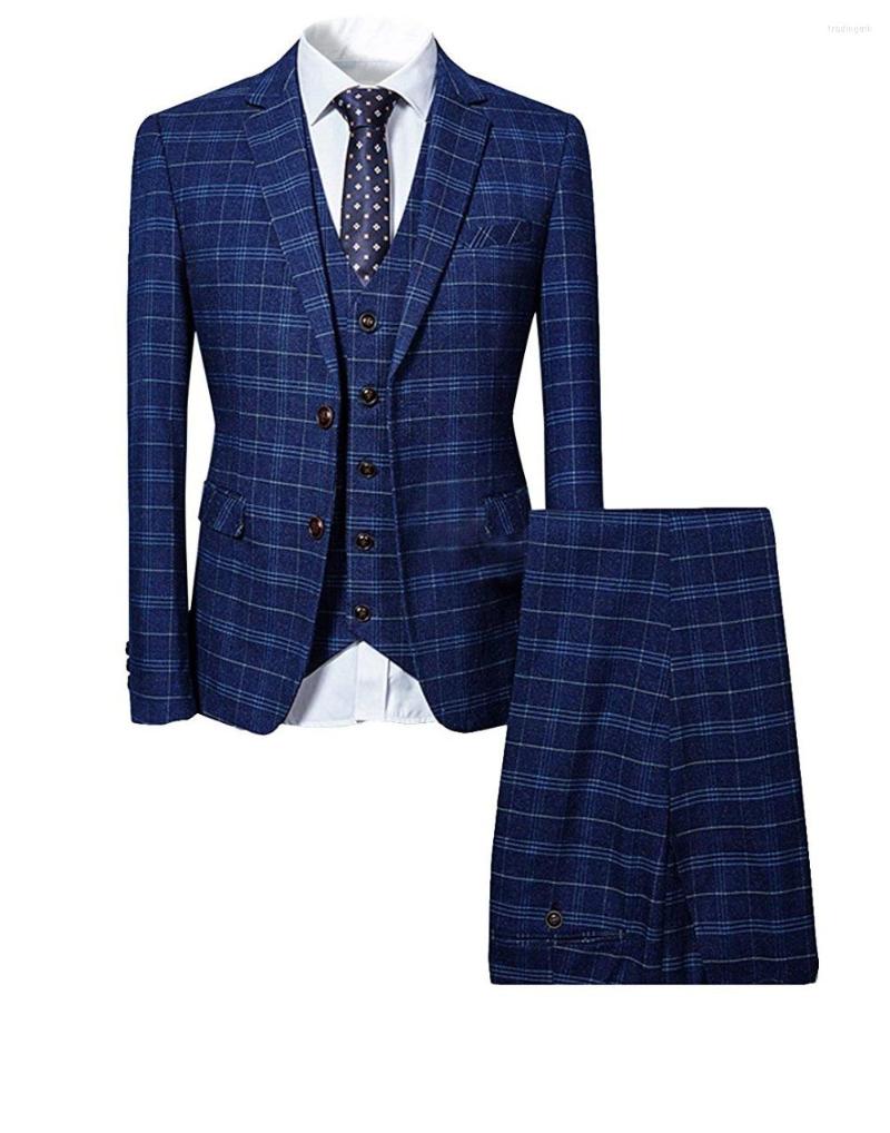 Men's Suits Mens 3 Piece Checked Suit Blue/Black Single Breasted Vintage Formal Business Notch Lapel Tuxedos For Wedding
Men's Suits Mens 3 Piece Checked Suit Blue/Black Single Breasted Vintage Formal Business Notch Lapel Tuxedos For Wedding