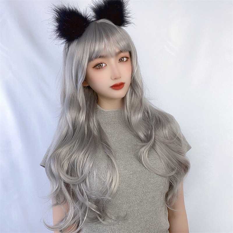 Hair Lace Wigs Wig Granny Grey Air Bangs Curly Big Wave Temperament Trim Face Long Hair, Purple
Hair Lace Wigs Wig Granny Grey Air Bangs Curly Big Wave Temperament Trim Face Long Hair, Purple