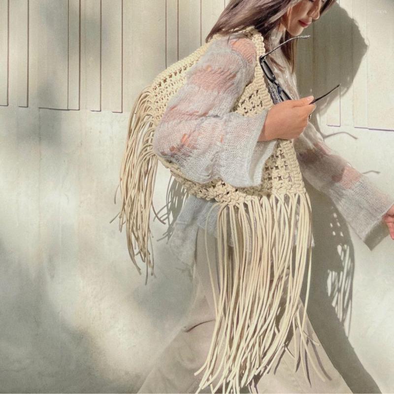 Evening Bags 2022 Bohemian Tassel Large Capacity Tote Design Hollow Rope Woven Women Handbags Summer Beach Shoulder Bag Casual Bali Big, Beige
Evening Bags 2022 Bohemian Tassel Large Capacity Tote Design Hollow Rope Woven Women Handbags Summer Beach Shoulder Bag Casual Bali Big, Beige