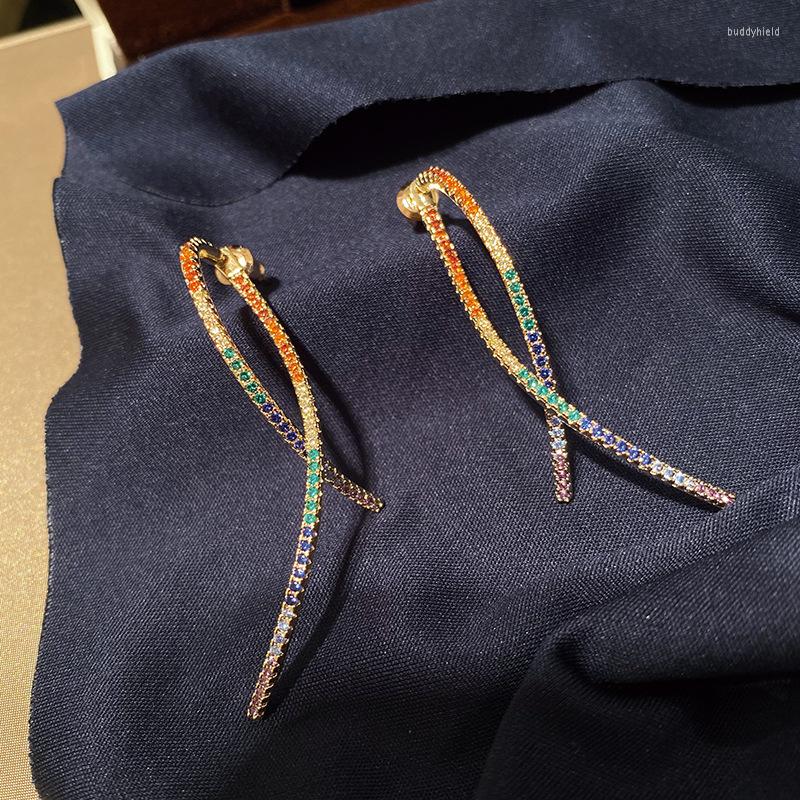 Dangle Earrings Rainbow Curve Bar Radian Inlaid With Colorful Zircon Linear Wave Twisted Removable For Women Exquisite Jewelry
Dangle Earrings Rainbow Curve Bar Radian Inlaid With Colorful Zircon Linear Wave Twisted Removable For Women Exquisite Jewelry