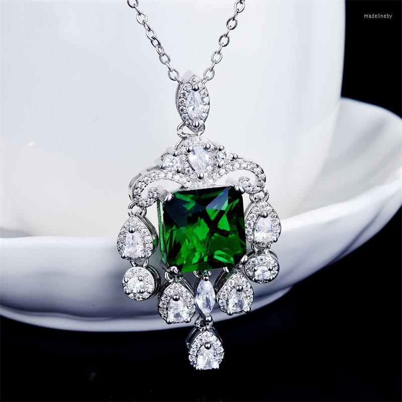 Chains Vintage Square Emerald Necklaces For Women White Waterdrop CZ Tassel Pendant Necklace Silver Color Bohe Party Jewelry
Chains Vintage Square Emerald Necklaces For Women White Waterdrop CZ Tassel Pendant Necklace Silver Color Bohe Party Jewelry