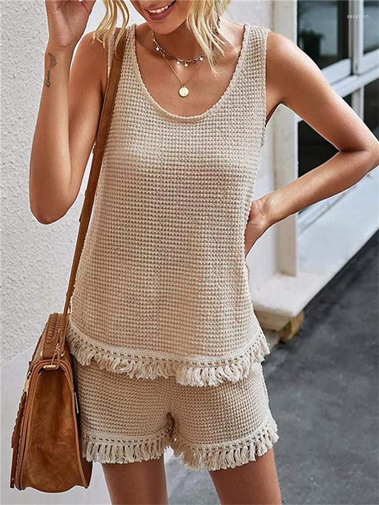 Women' Tracksuits Summer Beach Two Piece Set Women Tassel Tracksuit Loungewear Casual Sleeveless Tops Slim Shorts Suit Elegant Woman, Black
Women' Tracksuits Summer Beach Two Piece Set Women Tassel Tracksuit Loungewear Casual Sleeveless Tops Slim Shorts Suit Elegant Woman, Black