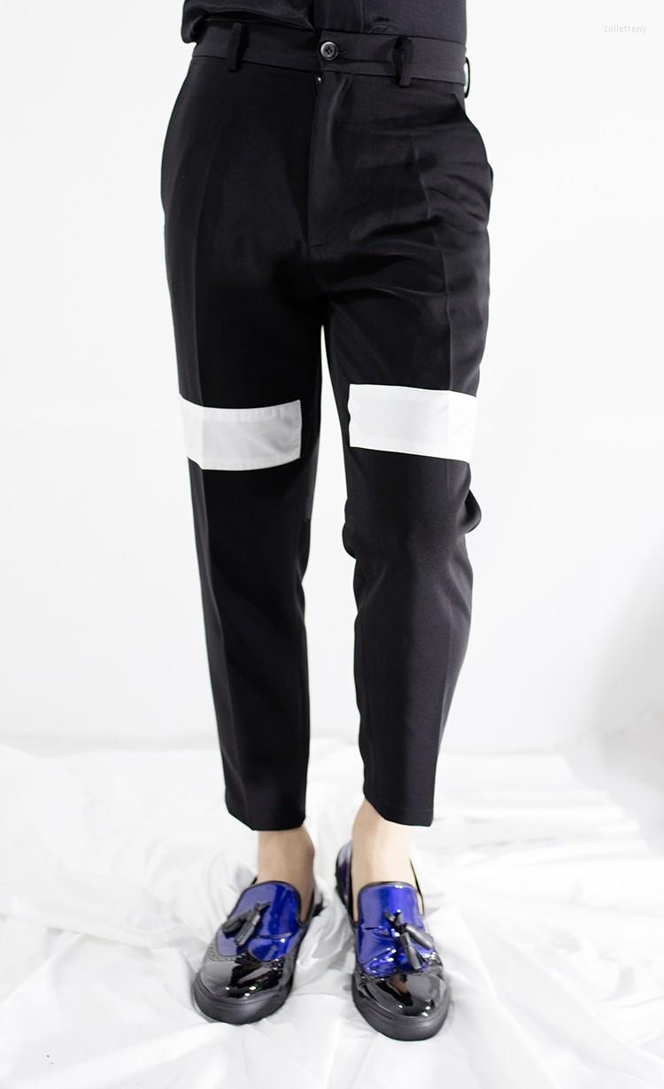 Men' Pants Men' Clothing Hair Stylist Catwalk Original Fashion Black And White Stitching Slim Costume Plus Size Costumes
Men' Pants Men' Clothing Hair Stylist Catwalk Original Fashion Black And White Stitching Slim Costume Plus Size Costumes