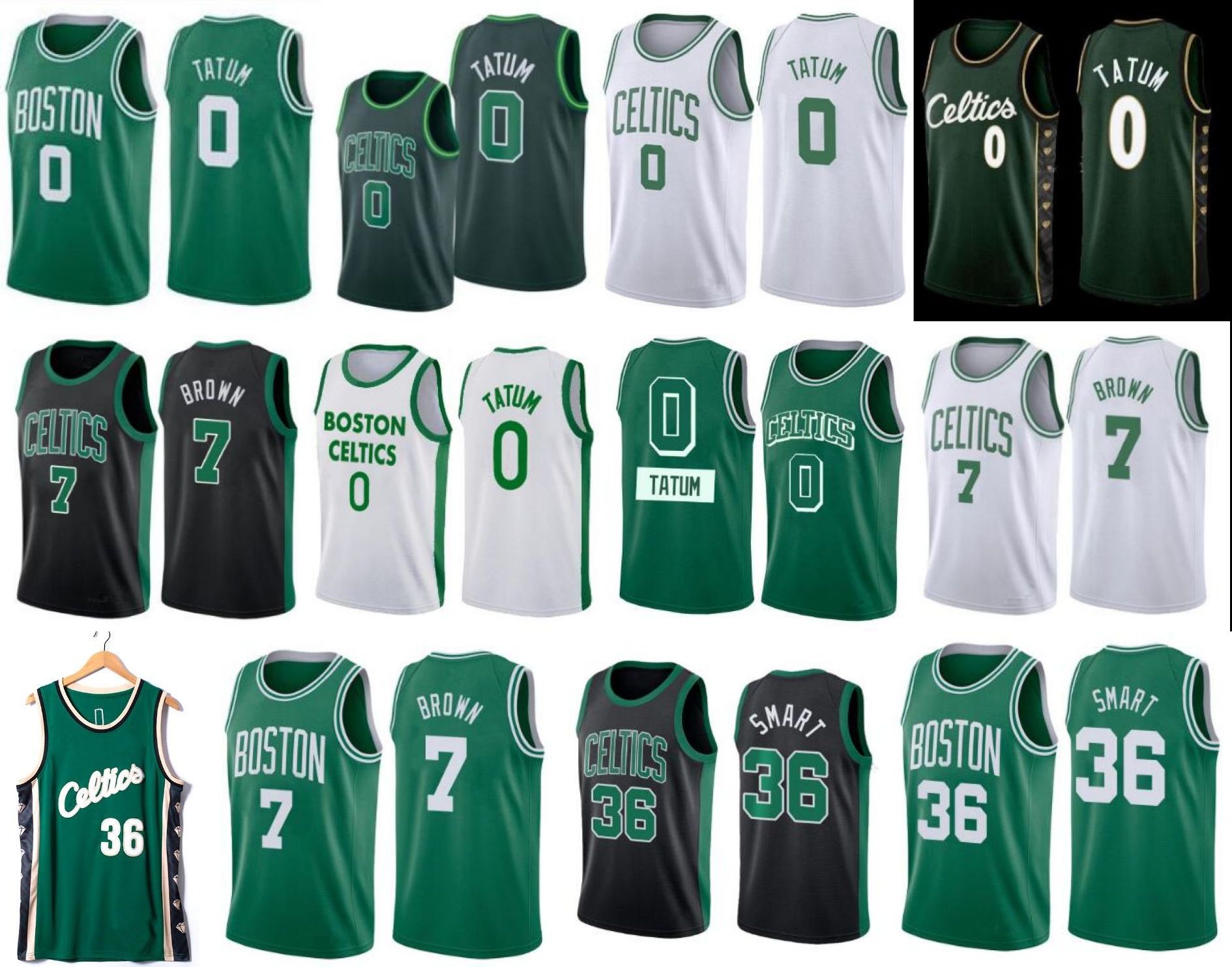 Jayson Tatum Jaylen Brown Basketball Jerseys Marcus Smart Bostons Celtices White 2022 2023 City Shirt Green Edition Jersey 0 7