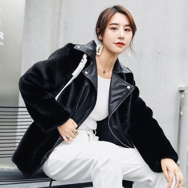 Women' Fur Women' Jacket Faux Mink Winter PU Leather Coat Long Sleeve Moto Female Patchwork Fashion Slim Outwear L1523, White
Women' Fur Women' Jacket Faux Mink Winter PU Leather Coat Long Sleeve Moto Female Patchwork Fashion Slim Outwear L1523, White