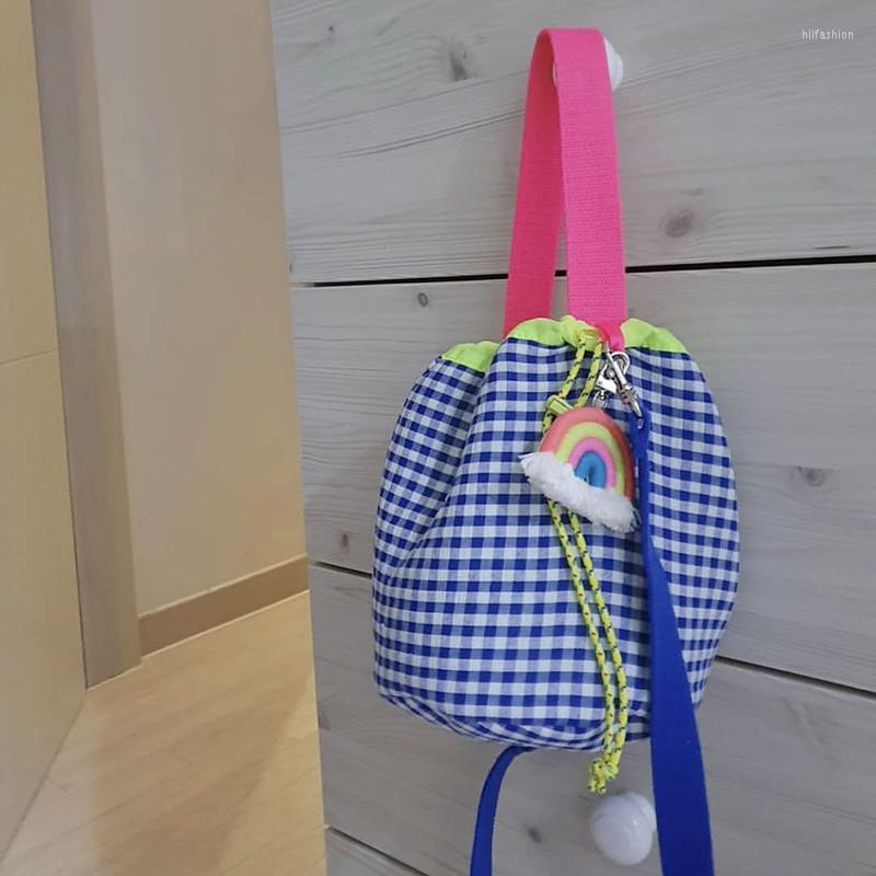 Evening Bags Hylhexyr Cute Lattice Drawstring Shoulder Bag Children's Hand Carrying Crossbody Bucket Shaped Female Canvas Handbag, Blue
Evening Bags Hylhexyr Cute Lattice Drawstring Shoulder Bag Children's Hand Carrying Crossbody Bucket Shaped Female Canvas Handbag, Blue