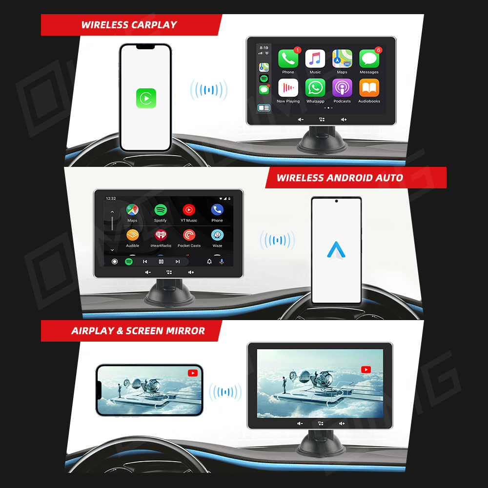 7 Inch Touch Screen Car Portable Wireless CarPlay Universal Android Auto Car Radio For Audi Benz Mazda Toyota For Netflix YouTub