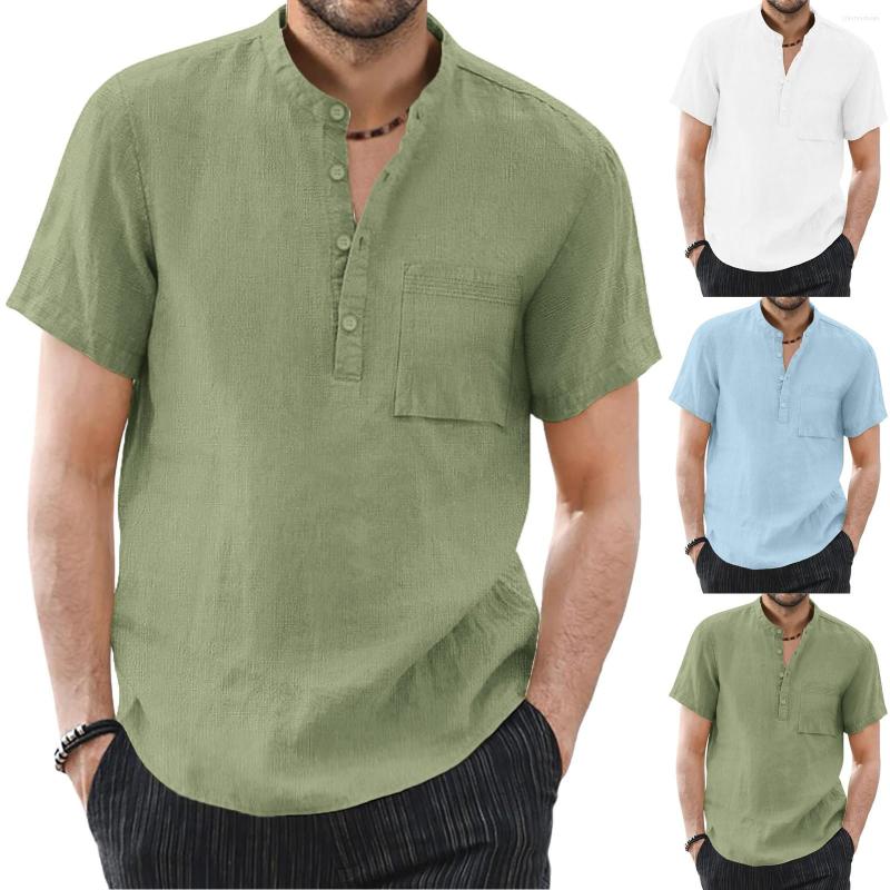 Men's Casual Shirts Pocket T Shirt Pack Men Spring And Summer Solid Top Cotton Linen Stand Collar Vacation Short, White
Men's Casual Shirts Pocket T Shirt Pack Men Spring And Summer Solid Top Cotton Linen Stand Collar Vacation Short, White