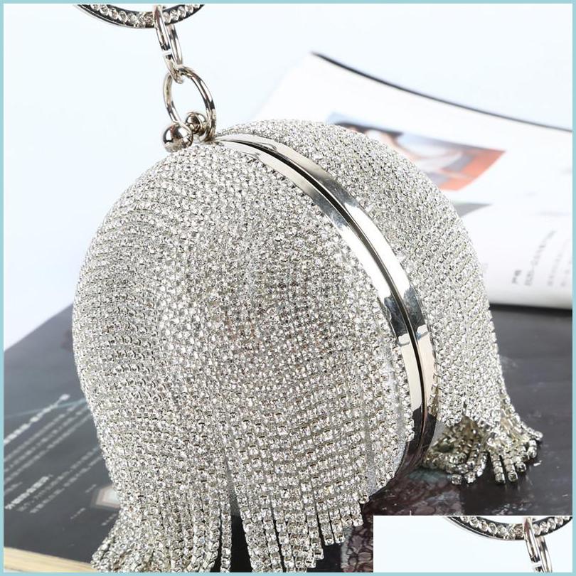Handbags Purses Women Diamond Clutch Evening Bag Bridal Wedding Round Ball Crystal Bags Tassel Purse Fashion Tote Handbag Shining Dhgcu
Handbags Purses Women Diamond Clutch Evening Bag Bridal Wedding Round Ball Crystal Bags Tassel Purse Fashion Tote Handbag Shining Dhgcu