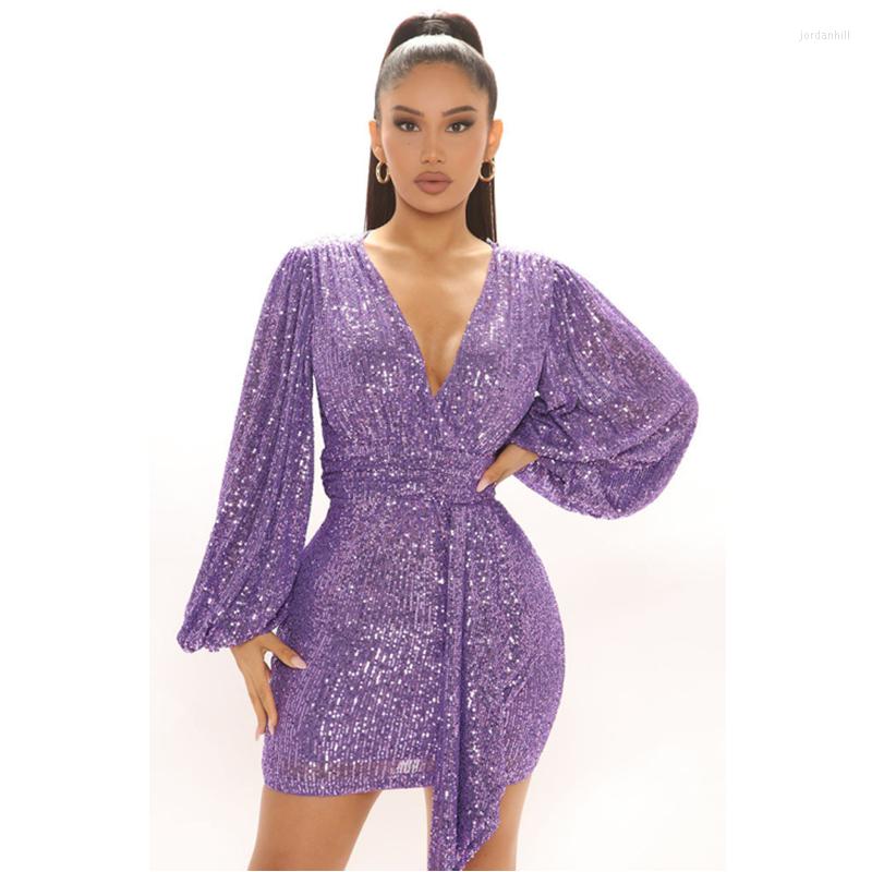 Casual Dresses Sequined Dress Women Elegant Lantern Long Sleeve V Neck Sexy Wrap Hip Mini Prom Black Purple Green White -XXL
Casual Dresses Sequined Dress Women Elegant Lantern Long Sleeve V Neck Sexy Wrap Hip Mini Prom Black Purple Green White -XXL