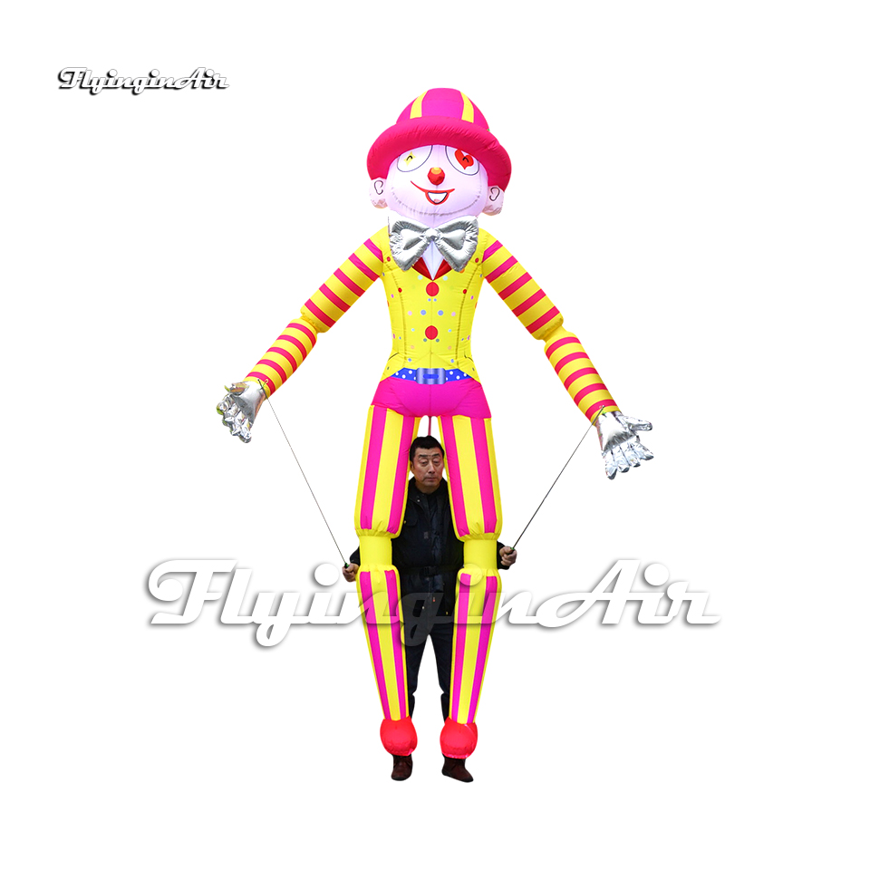Parade Performance Walking Inflatable Clown Puppet 3.5m Multi-style Costumes Adult Waving Blow Up Clown Marionette For Event