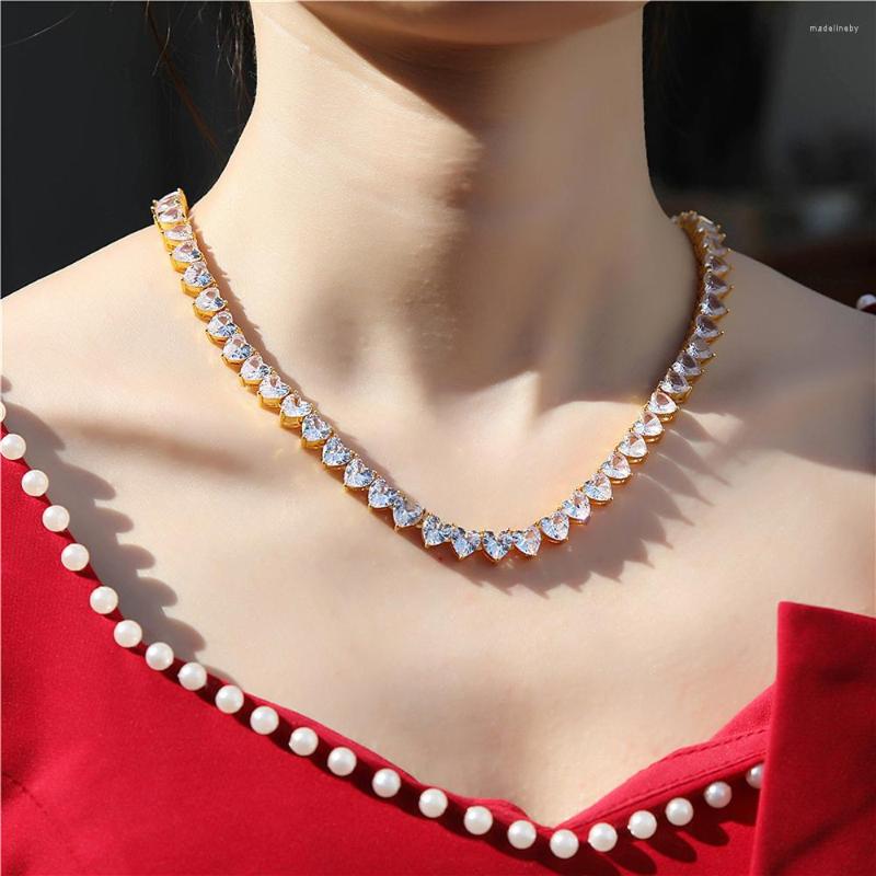Chains 8mm Iced Out Gold Plated Heart Love Tennis Chain Bling Diamond Cubic Zircon Choker Necklace Fashion Jewelry For Women Girls
Chains 8mm Iced Out Gold Plated Heart Love Tennis Chain Bling Diamond Cubic Zircon Choker Necklace Fashion Jewelry For Women Girls