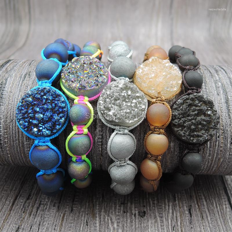 Strand Titanium Colors Agat E Druzy Round Flat Beads 8mm Frosted Hand Knitted Bracelets Approx 8 Inch
Strand Titanium Colors Agat E Druzy Round Flat Beads 8mm Frosted Hand Knitted Bracelets Approx 8 Inch