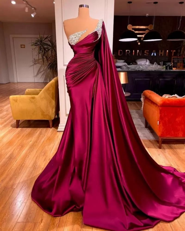 Evening Dresses dark fuchsia Arabic sheer Long One Shoulder Beaded crystal Pleats Mermaid Satin Formal Prom Gown Party Dress, Daffodil
Evening Dresses dark fuchsia Arabic sheer Long One Shoulder Beaded crystal Pleats Mermaid Satin Formal Prom Gown Party Dress, Daffodil