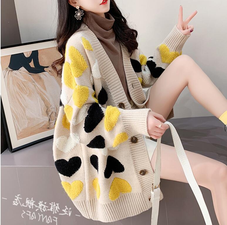 Loose Women Cardigan Sweater for Fall/winter New Lazy Style Thick Korean Fashion Long Knitted Jacket, 01
Loose Women Cardigan Sweater for Fall/winter New Lazy Style Thick Korean Fashion Long Knitted Jacket, 01