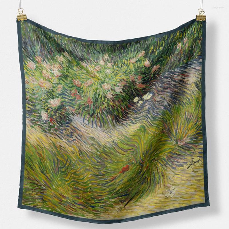 Scarves Twill Silk Scarf Women Bandana Green Oil Painting Neck Tie 53cm Square Hijab Neckerchief Small Head
Scarves Twill Silk Scarf Women Bandana Green Oil Painting Neck Tie 53cm Square Hijab Neckerchief Small Head