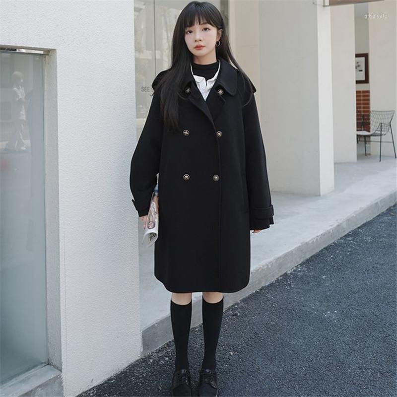 Women' Trench Coats Autumn Winter Coat Women' Pure Color Lapel Double Row Button Pocket Black Long Woolen Jacket Loose Commuter Female
Women' Trench Coats Autumn Winter Coat Women' Pure Color Lapel Double Row Button Pocket Black Long Woolen Jacket Loose Commuter Female