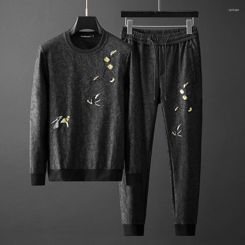 Men's Tracksuits Luxurious Simple European Dark Pattern Sweater Suit Men Autumn Winter Personalized Plum Blossom Embroidery, Black
Men's Tracksuits Luxurious Simple European Dark Pattern Sweater Suit Men Autumn Winter Personalized Plum Blossom Embroidery, Black