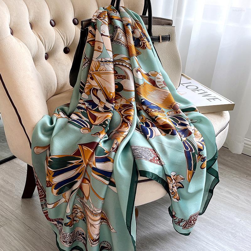 Scarves 2022 Soft Imitation Silk Scarf Women Large Sunscreen Shawl Fashion Print Beach Towel 3 Colors Available
Scarves 2022 Soft Imitation Silk Scarf Women Large Sunscreen Shawl Fashion Print Beach Towel 3 Colors Available
