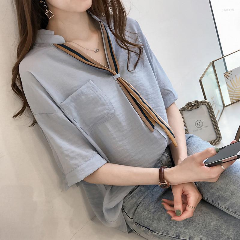 Women's Blouses Women Blouse Summer Women's 2022 Short-Sleeved Shirt Loose Striped Tie Chiffon Blusas Mujer De Moda, Beige
Women's Blouses Women Blouse Summer Women's 2022 Short-Sleeved Shirt Loose Striped Tie Chiffon Blusas Mujer De Moda, Beige