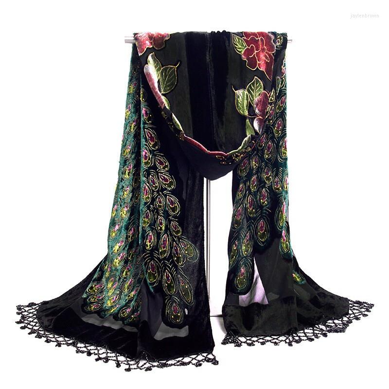 Scarves Black Chinese Women's Velvet Silk Beaded Shawl Embroidery Scarf Wrap Peafowl SW31-E
Scarves Black Chinese Women's Velvet Silk Beaded Shawl Embroidery Scarf Wrap Peafowl SW31-E