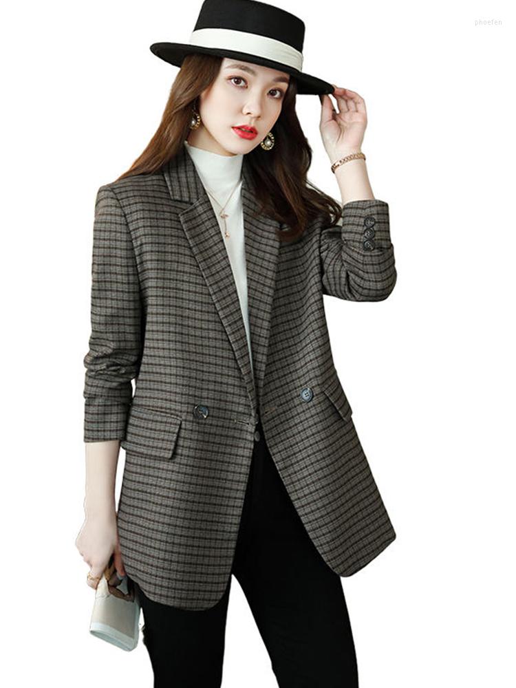 Women' Suits High-quality Female Gray Plaid Loose Blazers Casual Women' Coats Fashion Outwear Jacket Office Lady
Women' Suits High-quality Female Gray Plaid Loose Blazers Casual Women' Coats Fashion Outwear Jacket Office Lady