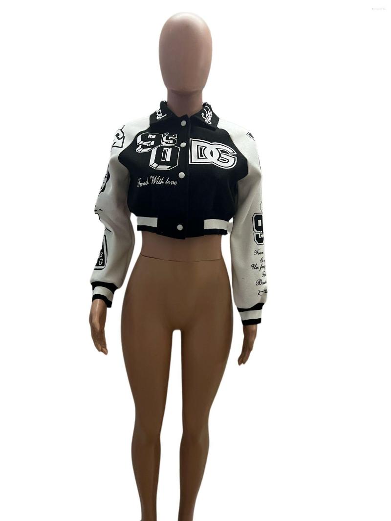 Women039s Jackets Fall Women Clothes Fashion Streetwear Button Woman Baseball Racer Letterman Jacket For Ladies