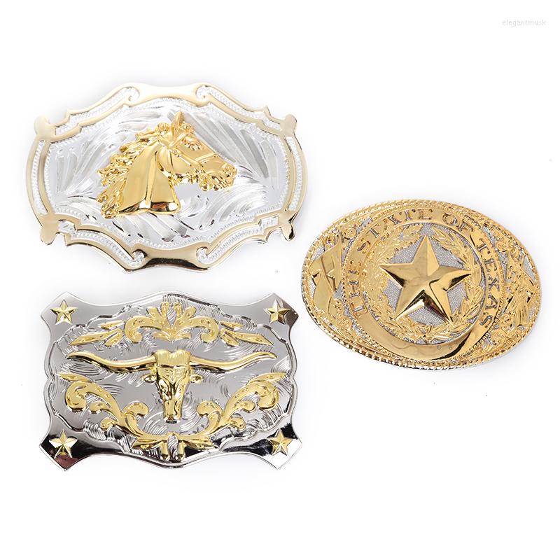Belts Western Cowboy Zinc Alloy Two-color Bull Head Horse Five-pointed Star Belt Buckle Gift Item, Yellow
Belts Western Cowboy Zinc Alloy Two-color Bull Head Horse Five-pointed Star Belt Buckle Gift Item, Yellow