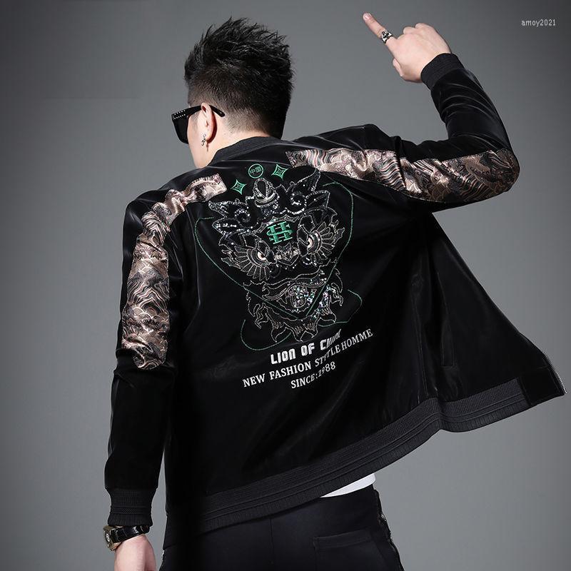 Men's Tracksuits Baseball Collar Light Embroidered Lion Jacket Men's Personality Slim Youth Fashion Handsome Casual Trend, Black
Men's Tracksuits Baseball Collar Light Embroidered Lion Jacket Men's Personality Slim Youth Fashion Handsome Casual Trend, Black