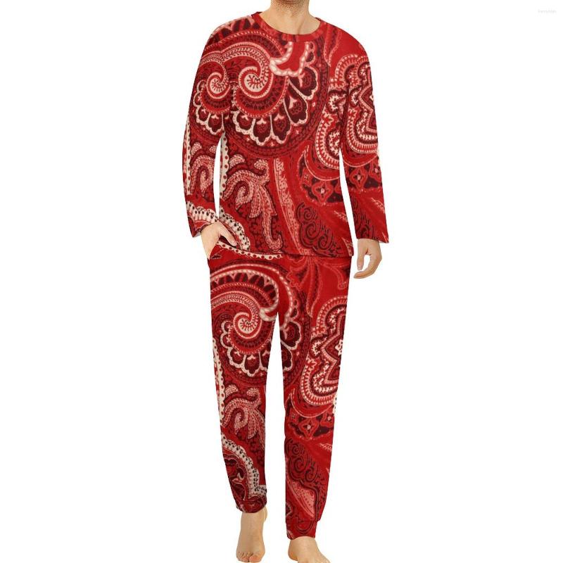 Men' Sleepwear Red Paisley Print Pajamas Autumn Two Piece Abstract Floral Soft Pajama Sets Long Sleeve Bedroom Graphic Large Size 6XL, Style-14
Men' Sleepwear Red Paisley Print Pajamas Autumn Two Piece Abstract Floral Soft Pajama Sets Long Sleeve Bedroom Graphic Large Size 6XL, Style-14