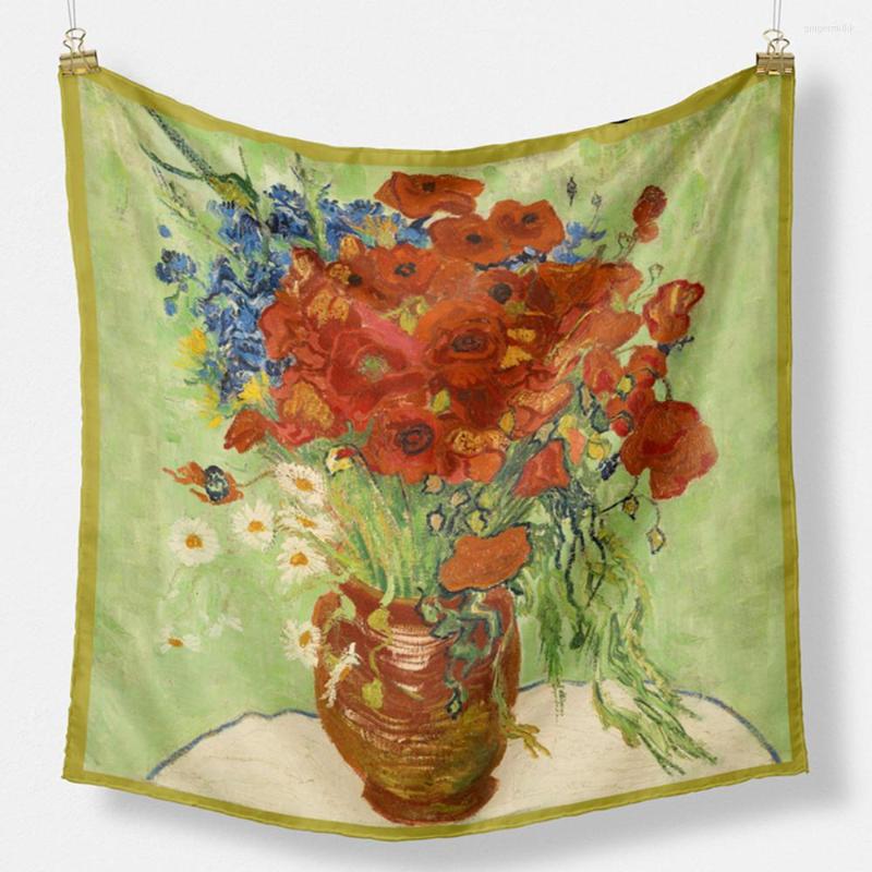 Scarves Twill Silk Scarf Women Bandana Famous Sunflower Oil Painting Neck Tie 53cm Square Hijab Neckerchief Head
Scarves Twill Silk Scarf Women Bandana Famous Sunflower Oil Painting Neck Tie 53cm Square Hijab Neckerchief Head