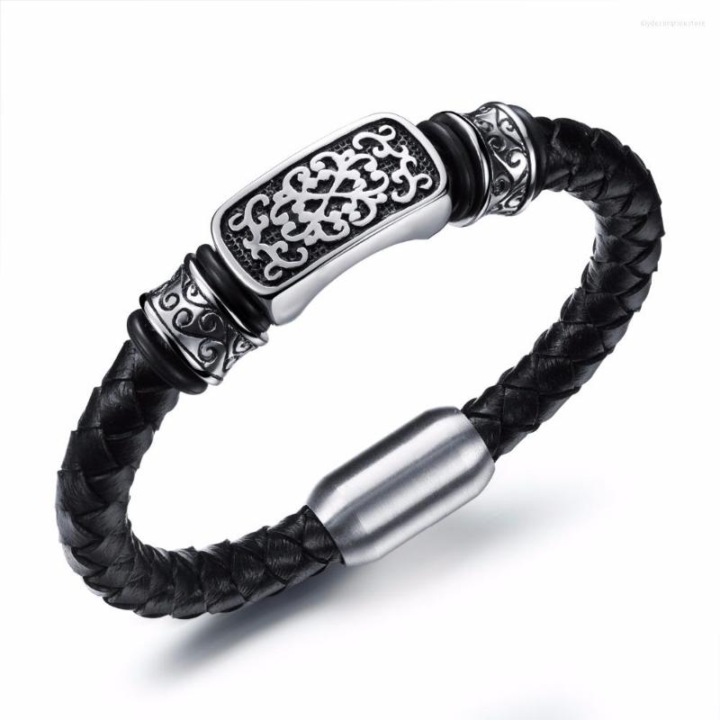 Charm Bracelets Hand Stamped Personalized Men's Braided Leather Spiral Bracelet With Steel Magnet Clasp
Charm Bracelets Hand Stamped Personalized Men's Braided Leather Spiral Bracelet With Steel Magnet Clasp