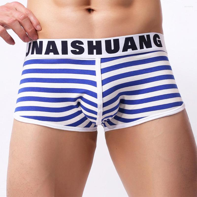 

Underpants Boxers For Men Soft Stripe Printed Briefs Cotton U Convex Pouch High Elatisc Bikini Underwear Low Rise Breathable Panties, Black