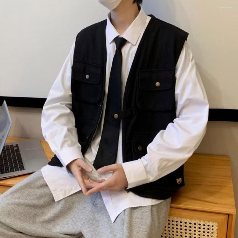 Men's Vests Men Vest Loose Fit Sleeveless V Neck Multi-pocket Zipper Outerwear Solid Color Outdoor Sport Male Waistcoat Coat For Daily Wear, Black
Men's Vests Men Vest Loose Fit Sleeveless V Neck Multi-pocket Zipper Outerwear Solid Color Outdoor Sport Male Waistcoat Coat For Daily Wear, Black