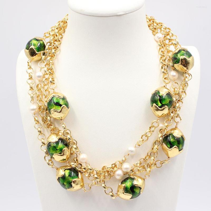 Pendant Necklaces GuaiGuai Jewelry 4 Rows Natural Pearl Green Moss Glass Coloured Glaze Gold Plated Stone Beads Chain Necklace Handmade For
Pendant Necklaces GuaiGuai Jewelry 4 Rows Natural Pearl Green Moss Glass Coloured Glaze Gold Plated Stone Beads Chain Necklace Handmade For