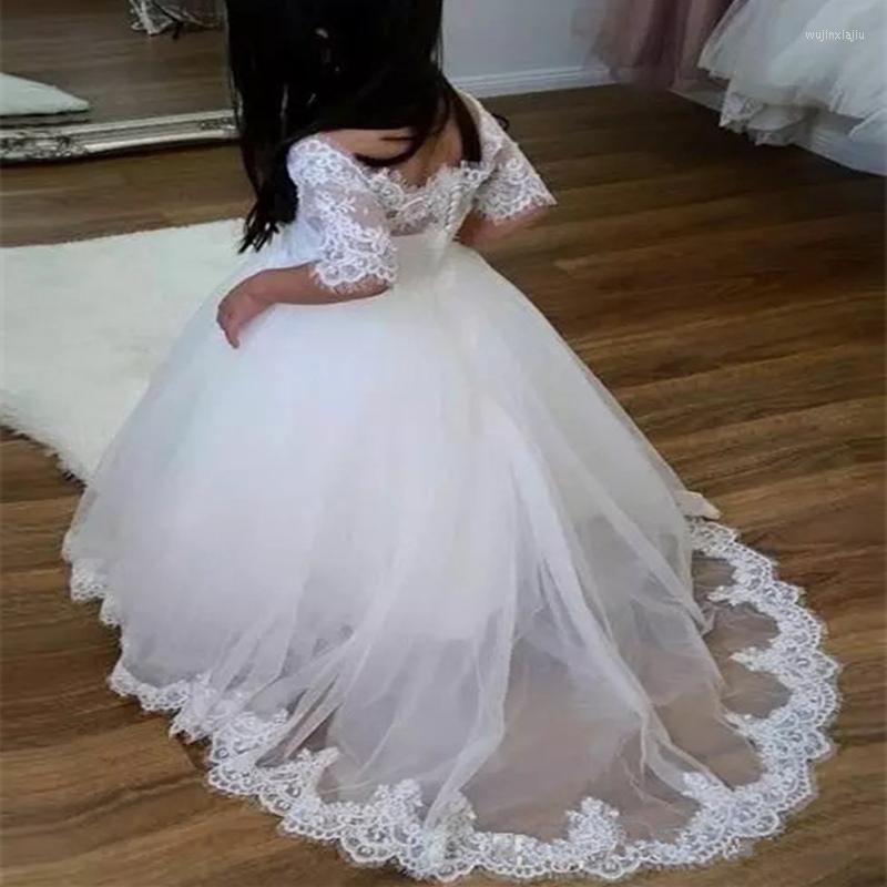 Girl Dresses White Ivory Lace Applique Half Sleeve Flower Dress Princess Flat Collar Party Kids First Communion Prom Skirt FL33
Girl Dresses White Ivory Lace Applique Half Sleeve Flower Dress Princess Flat Collar Party Kids First Communion Prom Skirt FL33