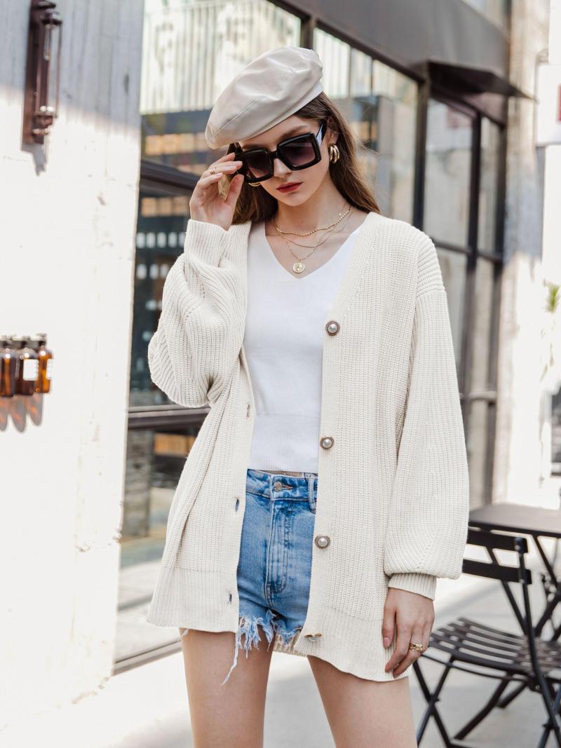 Women' Knits Simplee Casual V-neck Knitted Cardigan Women Autumn Winter Lantern Sleeve Button Female Fashion Ladies Oversize Sweater, Pink
Women' Knits Simplee Casual V-neck Knitted Cardigan Women Autumn Winter Lantern Sleeve Button Female Fashion Ladies Oversize Sweater, Pink