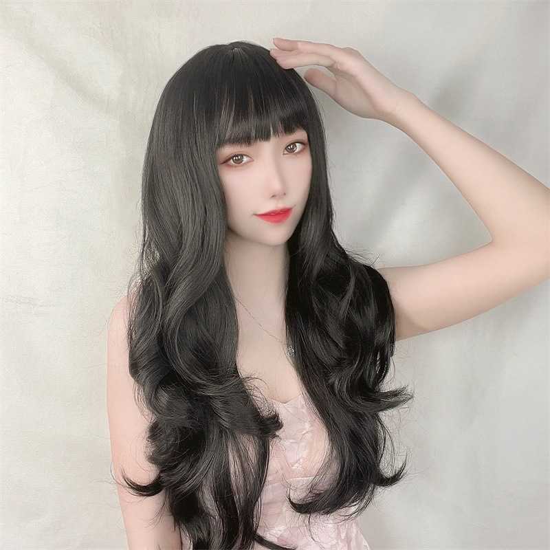 Hair Lace Wigs Female Korean Air Bangs Long Curly Hair Big Wave Temperament Face Trimming Chemical Fiber Wig Head Set, Black
Hair Lace Wigs Female Korean Air Bangs Long Curly Hair Big Wave Temperament Face Trimming Chemical Fiber Wig Head Set, Black