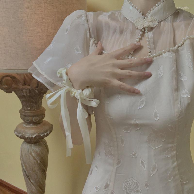 Ethnic Clothing Summer Sweet Girl Qipao Fashion Beaded Design Midi Patchwork Chinese Dress Modern Improve Eleganti Women Vintage Cheongsams
Ethnic Clothing Summer Sweet Girl Qipao Fashion Beaded Design Midi Patchwork Chinese Dress Modern Improve Eleganti Women Vintage Cheongsams