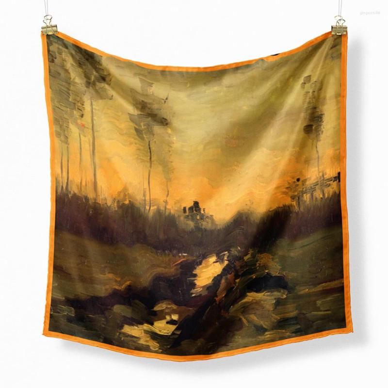 Scarves Dusk Scene Oil Printing Bandanas Hair Bands For Girls Women Twill Silk Scarf Fashion Square Turban Headband Accessories
Scarves Dusk Scene Oil Printing Bandanas Hair Bands For Girls Women Twill Silk Scarf Fashion Square Turban Headband Accessories