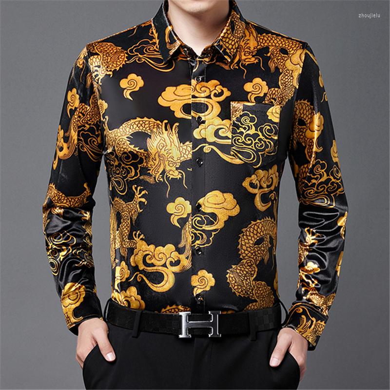Men's Casual Shirts Golden Dragon Pattern 3D Printing Fashion Long Sleeve Men Shirt Autumn Quality Velvet Soft Comfortable Boutique Camisa, Picture shown
Men's Casual Shirts Golden Dragon Pattern 3D Printing Fashion Long Sleeve Men Shirt Autumn Quality Velvet Soft Comfortable Boutique Camisa, Picture shown
