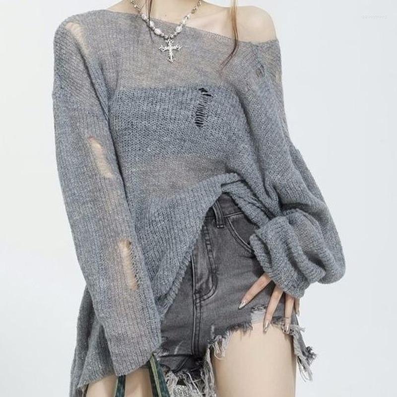 Women' Sweaters Sun Shirts Off Shoulder Grey Knitted Sweater Y2k Clothes Sueter Mujer Lazy Retro One Hollow Top Casual Hole Tshirt, Gray
Women' Sweaters Sun Shirts Off Shoulder Grey Knitted Sweater Y2k Clothes Sueter Mujer Lazy Retro One Hollow Top Casual Hole Tshirt, Gray