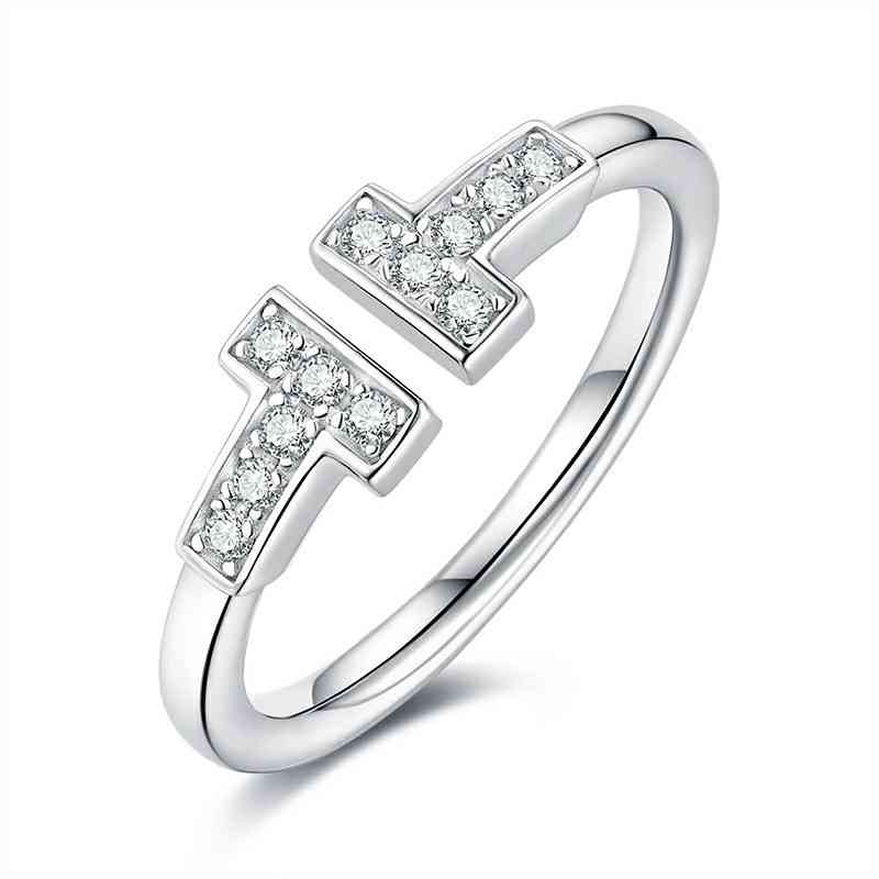 Japanese and Korean Small Fresh Classic Simple Style Double T Ring Opening Silver Plated 18k Gold with Moissanite Couple
Japanese and Korean Small Fresh Classic Simple Style Double T Ring Opening Silver Plated 18k Gold with Moissanite Couple